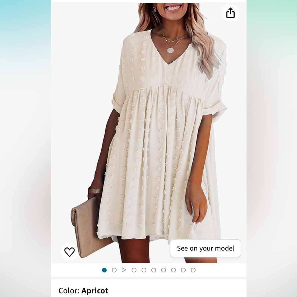 Short Sleeve Babydoll casual v neck dress
